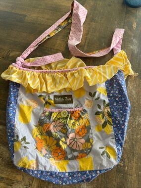 Matilda Jane Yellow Floral Ruffle Tote with Pink Straps